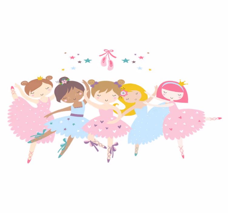 Vinyl teppich kinderzimmer bunte ballet sterne illustration - TenStickers