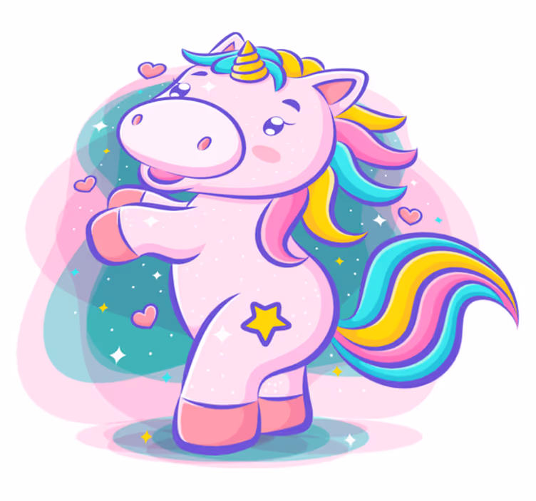 Vinyl teppich kinderzimmer mit lächelndem einhorn bunt - TenStickers