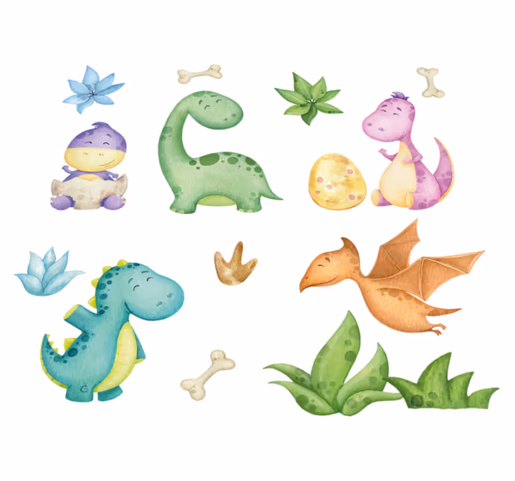 Vinyl teppich schlafzimmer mit nordischem dinosaurierdesign - TenStickers