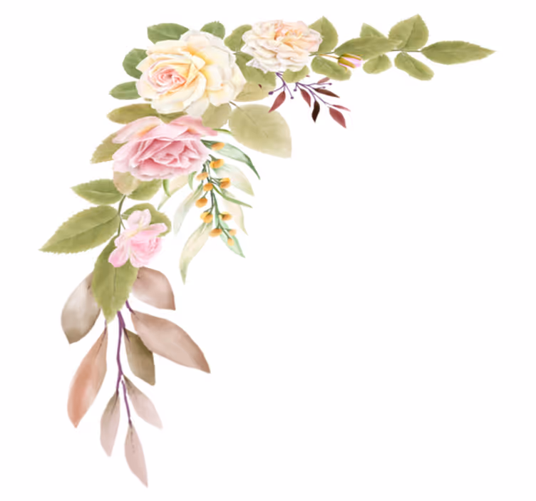 Vinyl teppich schlafzimmer mit rosa und weißen rosen - TenStickers