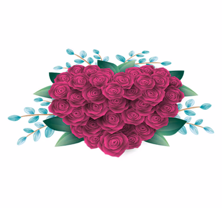 Vinyl teppich schlafzimmer herzkranz mit rosen - TenStickers