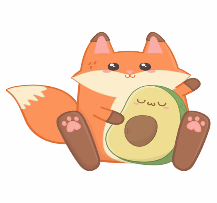 Vinyl teppich kinderzimmer kawaii fuchs mit avocado - TenStickers