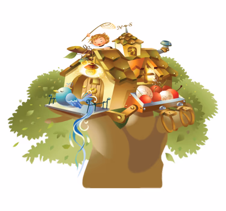 Vinyl teppich spiele kinderzimmer baumhaus illustration - TenStickers