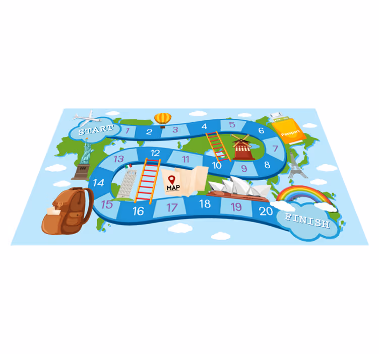 Vinyl teppich spiele brettspiel rund um die welt - TenStickers