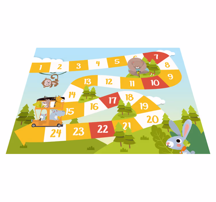 Vinyl teppich spiele mit cartoon tieren - TenStickers