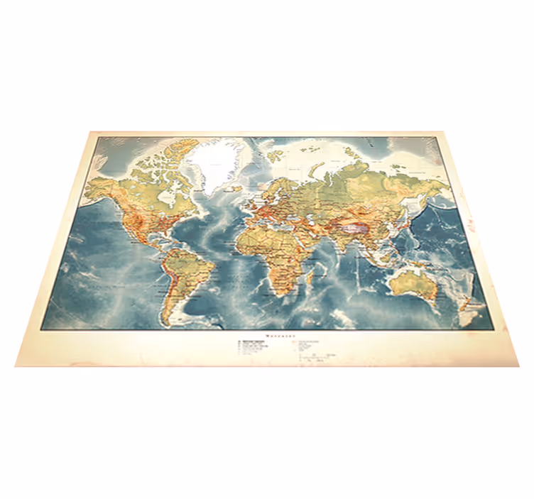 Vinyl teppich weltkarte vintage weltkarte - TenStickers