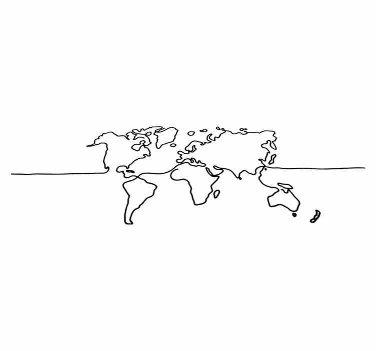 Vinyl teppich weltkarte linienstil welt - TenStickers