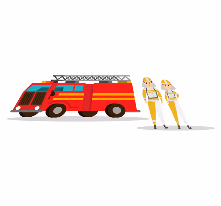 Vinyl teppich kinderzimmer feuerwehrmann und frau auto - TenStickers