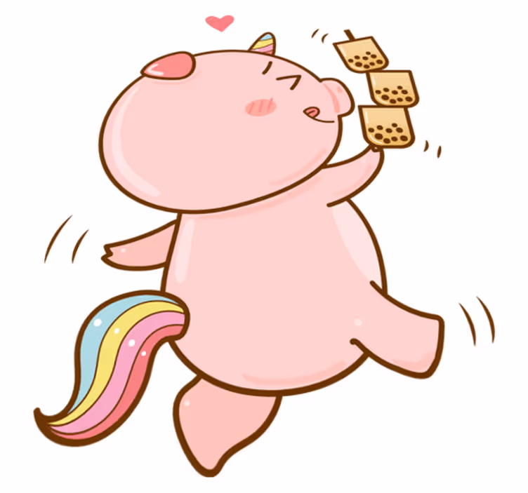Vinyl teppich kinderzimmer mit cartoon schwein einhorn - TenStickers