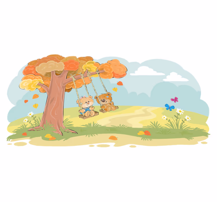 Vinyl teppich kinderzimmer teddy bären im wald - TenStickers