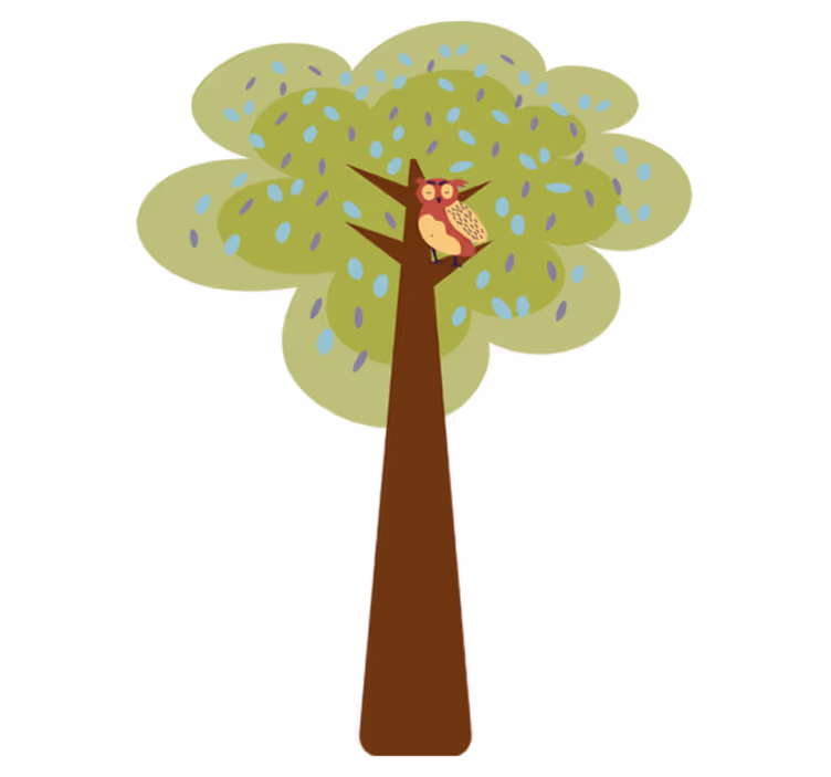 Vinyl teppich kinderzimmer bunter baum mit eule - TenStickers