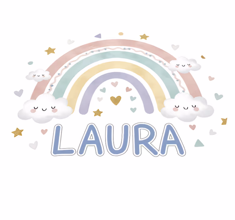 Vinyl teppich kinderzimmer regenbogen mit namen - TenStickers
