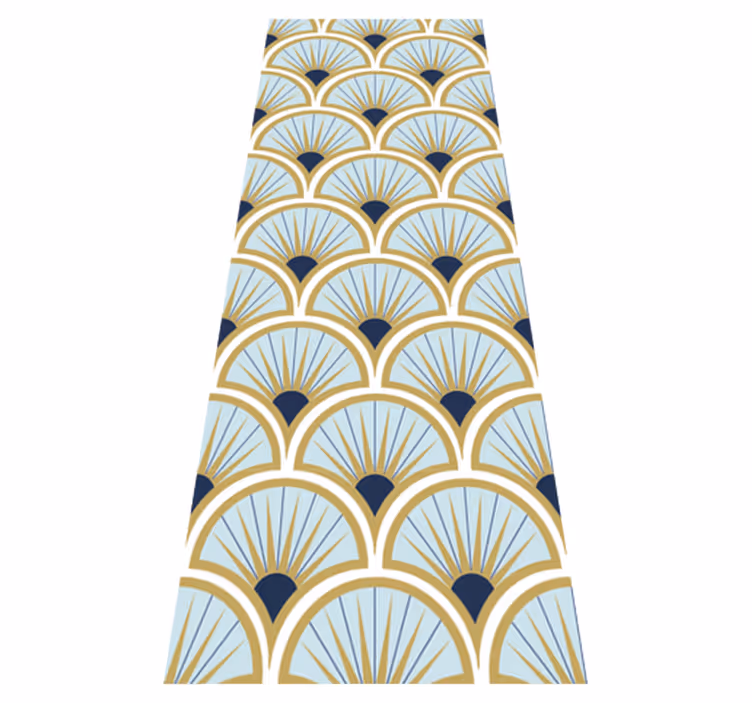 Vinyl teppich bad in blau nuancen im art deco stil - TenStickers