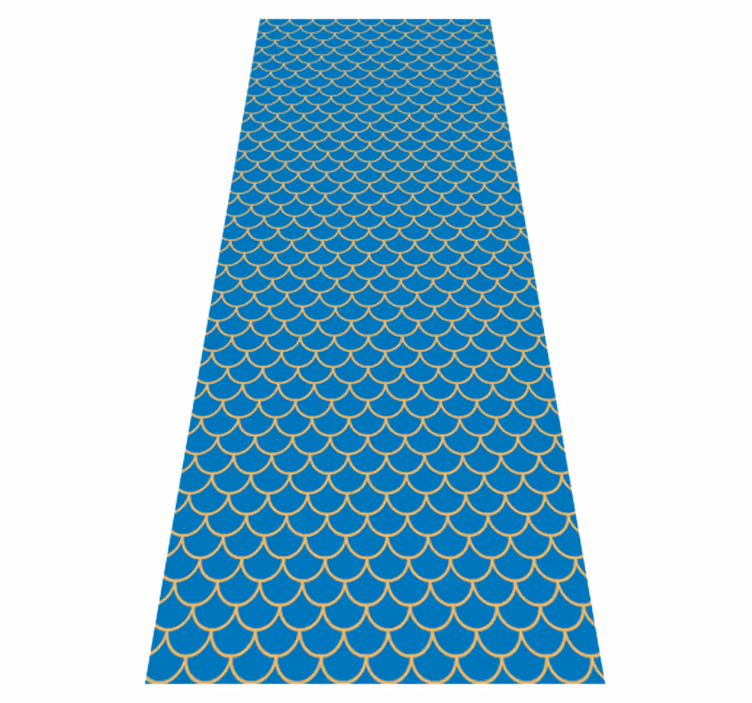 Vinyl teppich bad mit blauem fischschuppenmuster - TenStickers
