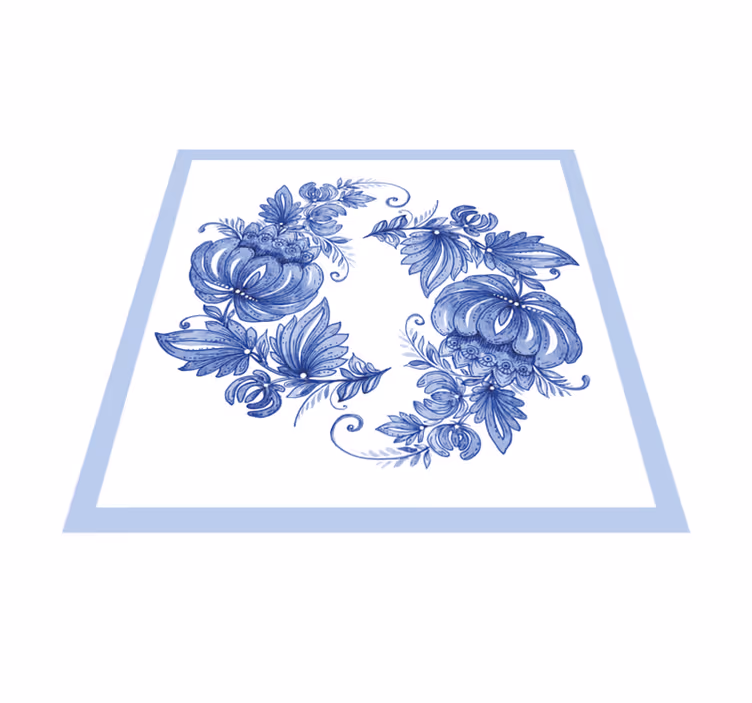 Vinyl teppich bad mit weiß-blauem horezu ornament - TenStickers