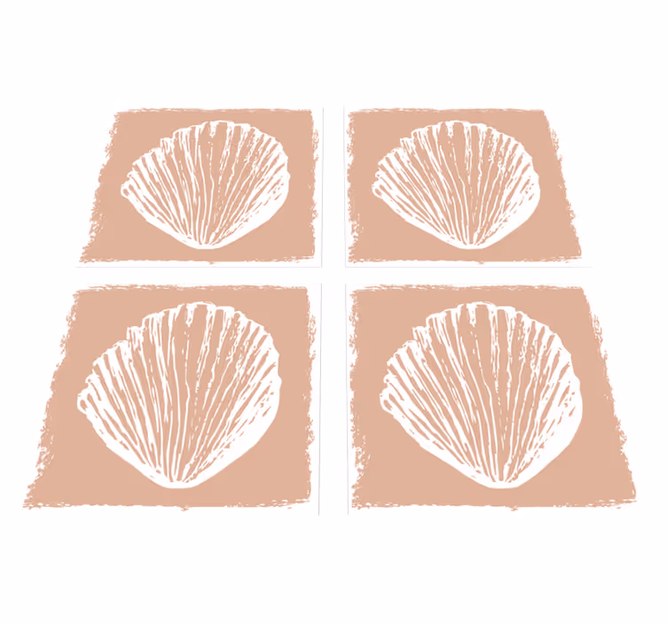 Vinyl teppich bad mit retro muschel muster beige - TenStickers