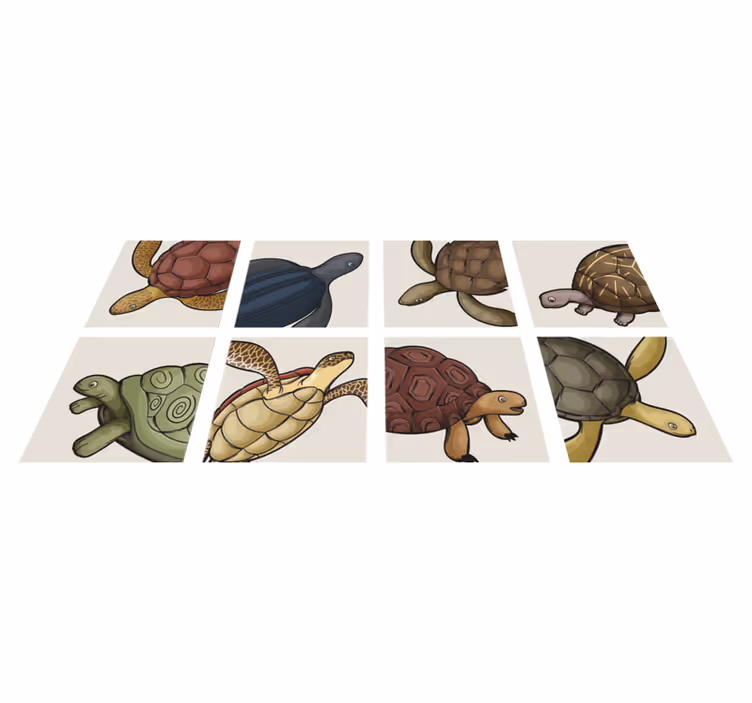 Vinyl teppich bad mit verschiedenen schildkrötenmotiven - TenStickers