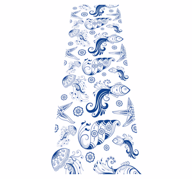 Vinyl teppich bad mit ornamentalem meeresleben dusche - TenStickers
