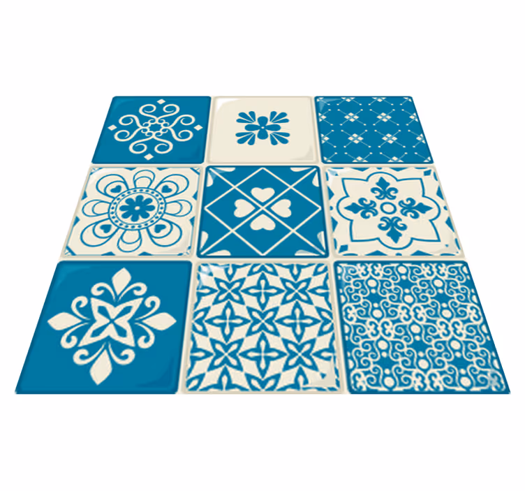 Vinyl teppich bad grau-blaues muster - TenStickers