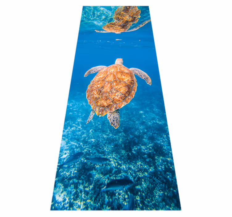 Vinyl teppich bad mit schöner schildkröte unter wasser - TenStickers