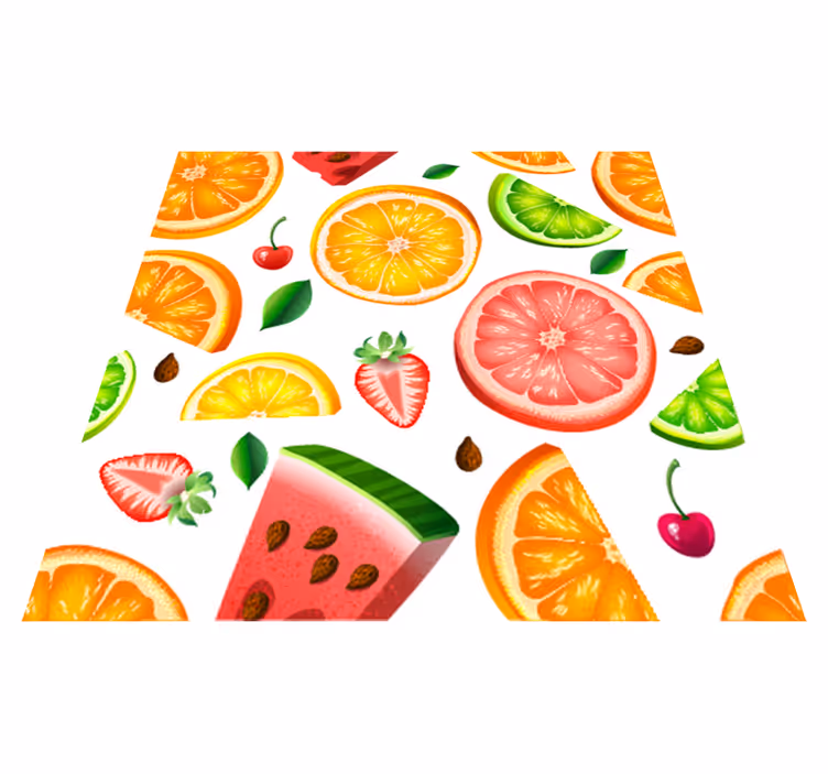 Vinyl teppich küche mit obstbordüre - TenStickers
