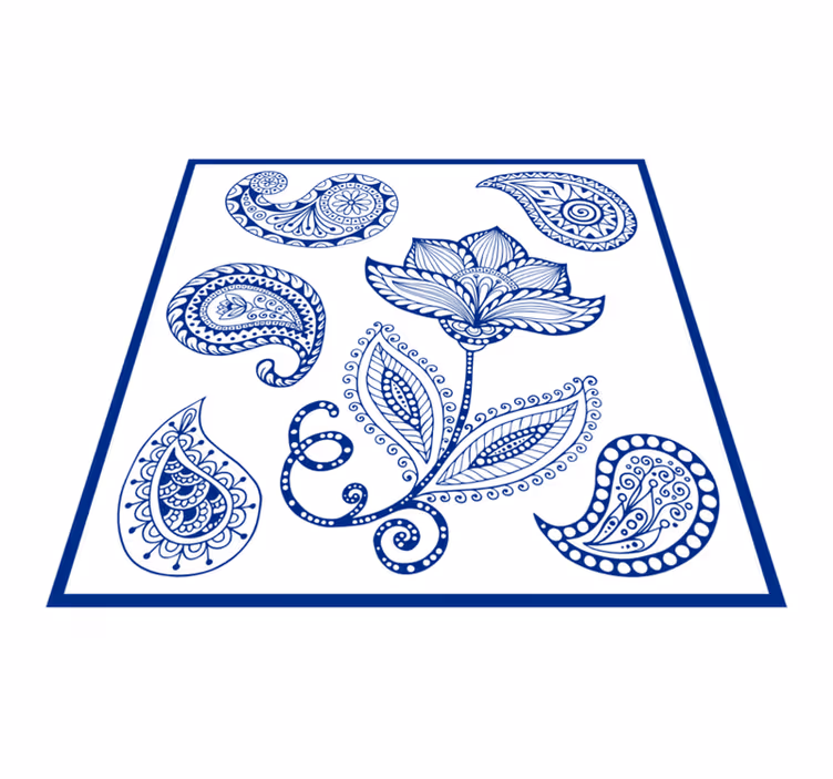 Vinyl teppich küche mit paisleymuster und blumen - TenStickers
