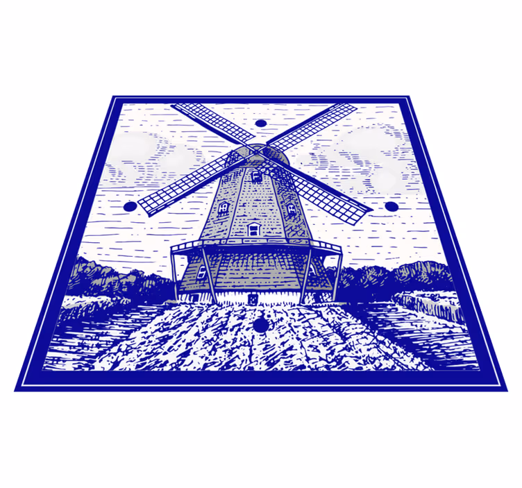 Vinyl teppich küche im delfter blau - TenStickers