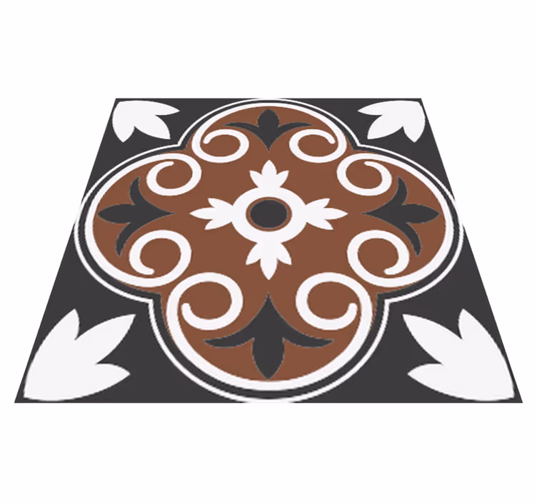 Vinyl teppich küche mit grau-braunem vintage-muster - TenStickers