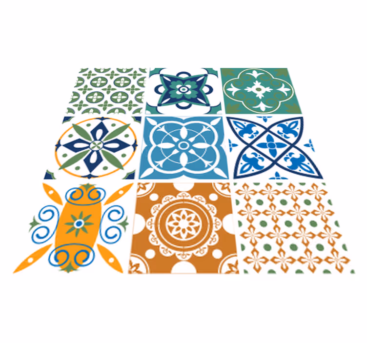 Vinyl teppich küche porzellanmosaik mix - TenStickers