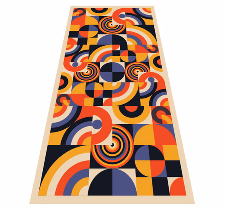 Vinyl teppich küche mit bunten bauhaus kreisen - TenStickers