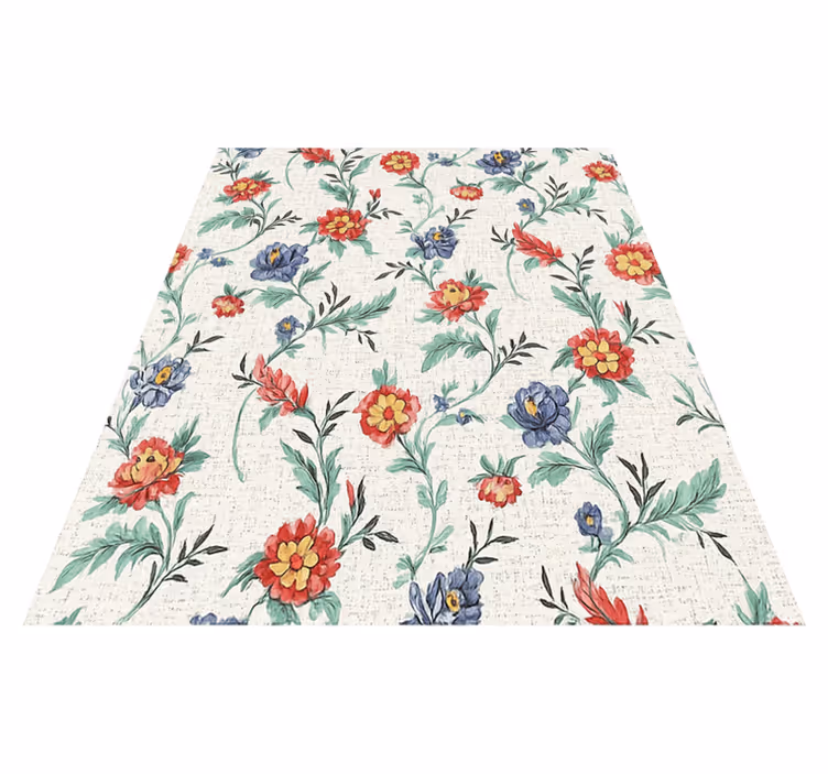 Vinyl teppich schlafzimmer mit retro blumen design - TenStickers