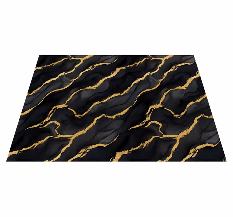 Vinyl teppich schlafzimmer in schwarz-marmor mit goldmuster - TenStickers