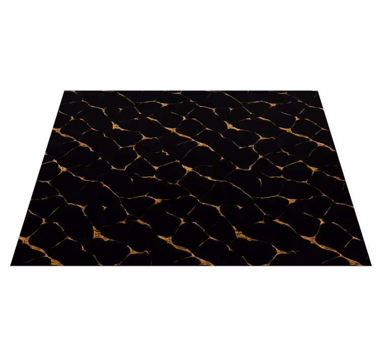 Vinyl teppich schlafzimmer schwarz marmor mit goldrissen - TenStickers