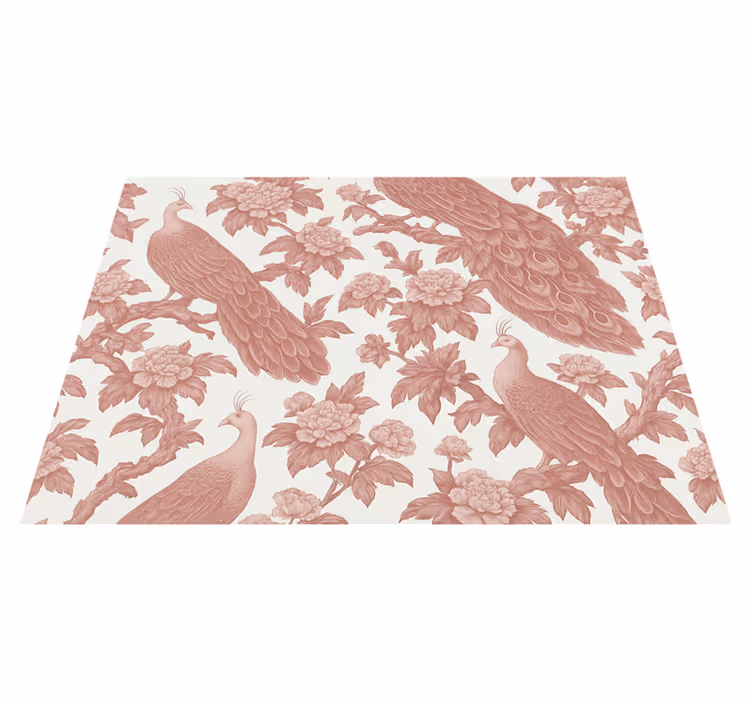Vinyl teppich schlafzimmer mit pinken pfauenmuster - TenStickers