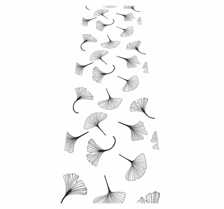 Vinyl teppich büro ginkgo blätter schwarzes muster - TenStickers
