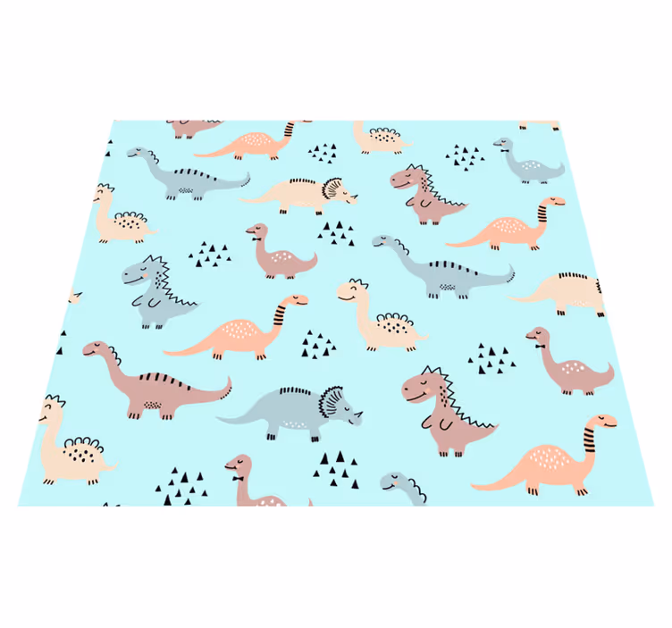 Vinyl teppich schlafzimmer mit blauen dinos auf gelb-grün - TenStickers