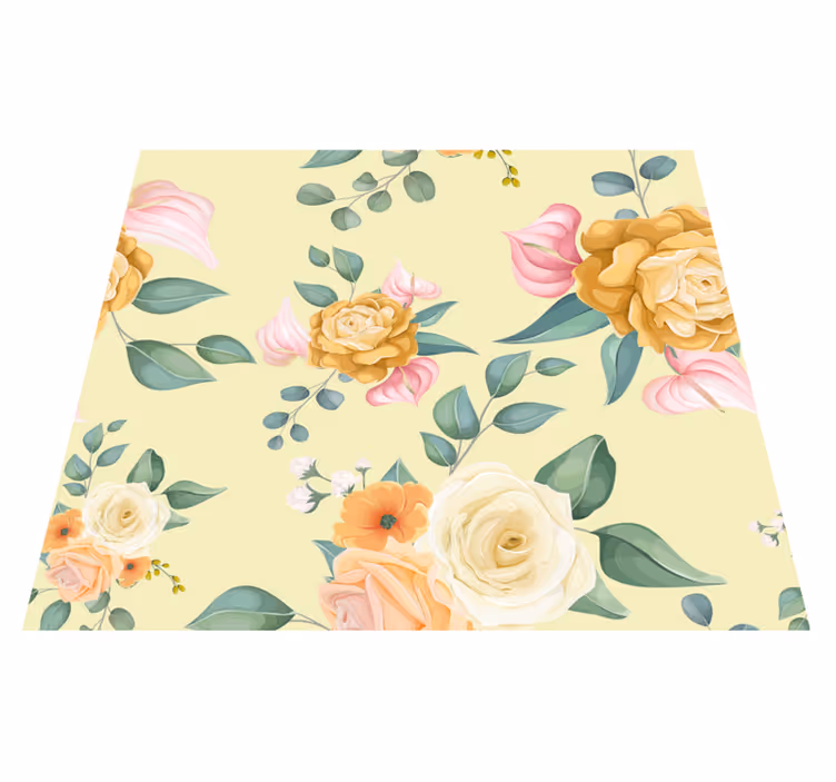 Vinyl teppich schlafzimmer gelbe rosen vintage stil - TenStickers