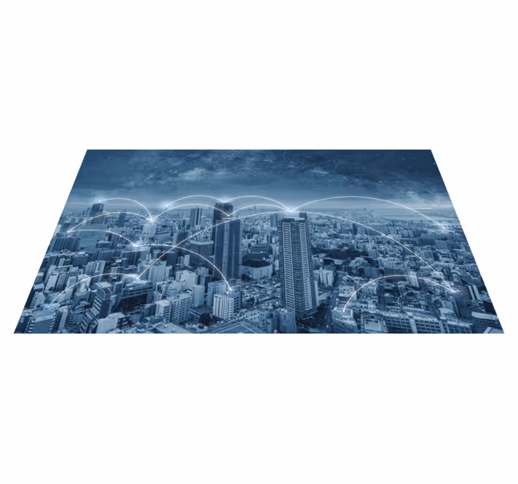 Vinyl teppich schlafzimmer mit wolkenkratzer-motiv - TenStickers
