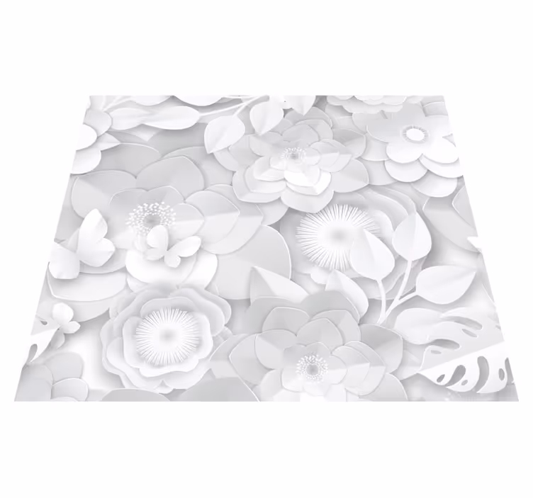 Vinyl teppich natur mit 3d weißen blumen - TenStickers