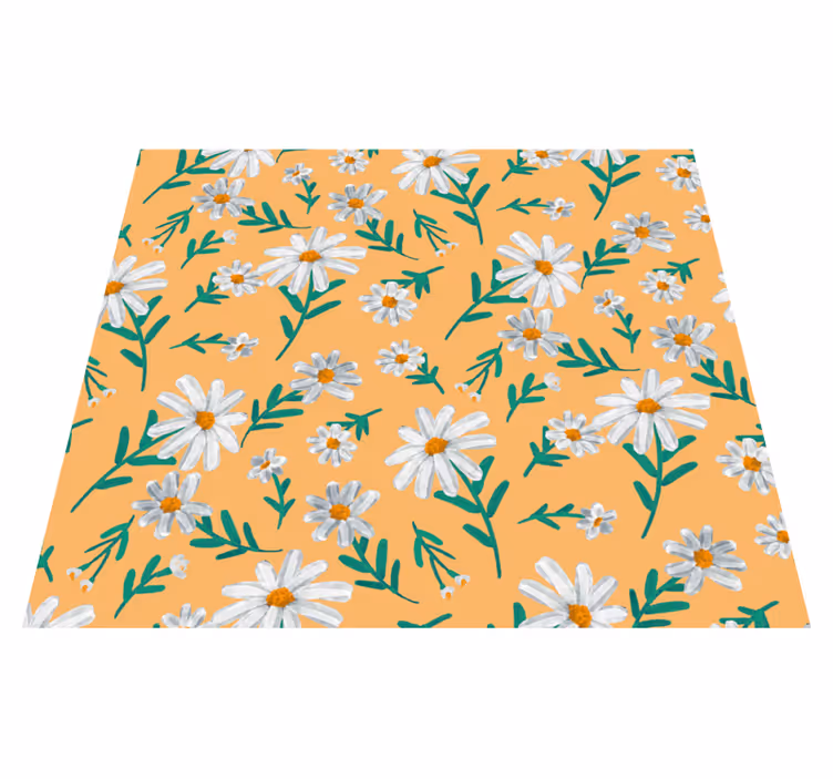Vinyl teppich natur mit gelbem gänseblümchen-muster - TenStickers