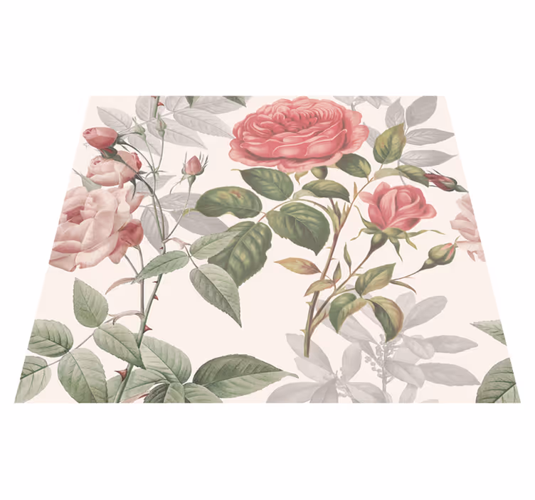 Vinyl teppich natur große rosen - TenStickers