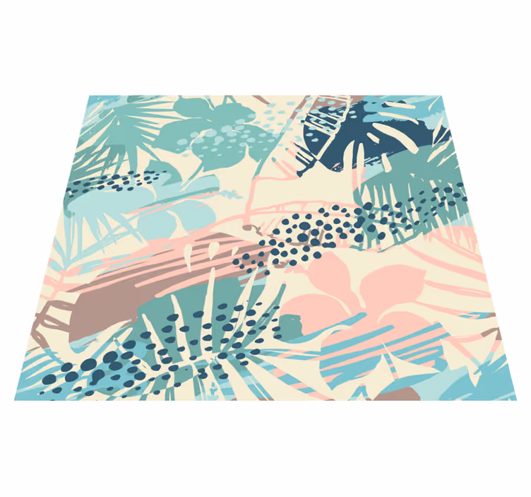 Vinyl teppich natur mit pflanzen blumen und punkten - TenStickers
