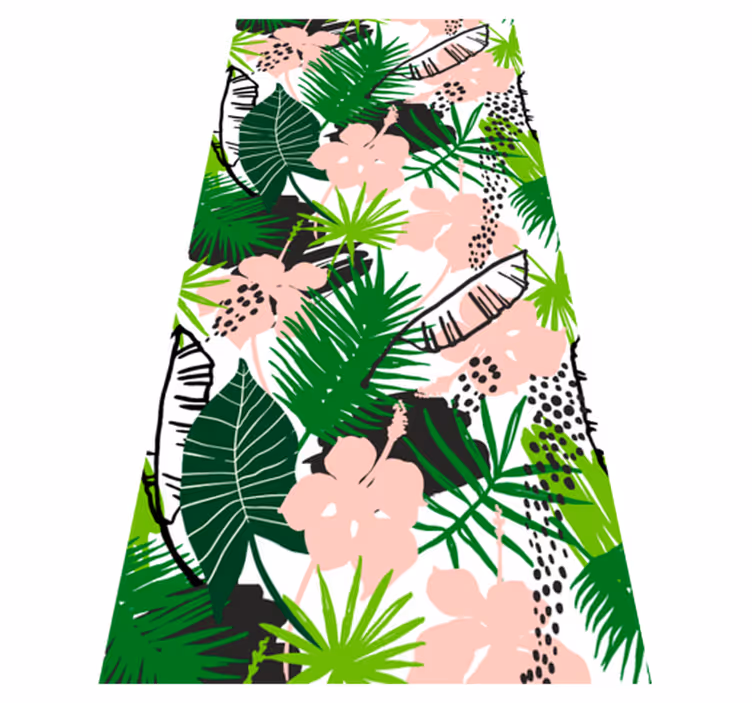 Vinyl teppich natur mit tropischem palmblattmuster - TenStickers