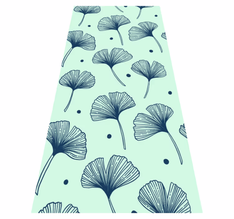 Vinyl teppich natur mit blauen floralen mustern - TenStickers