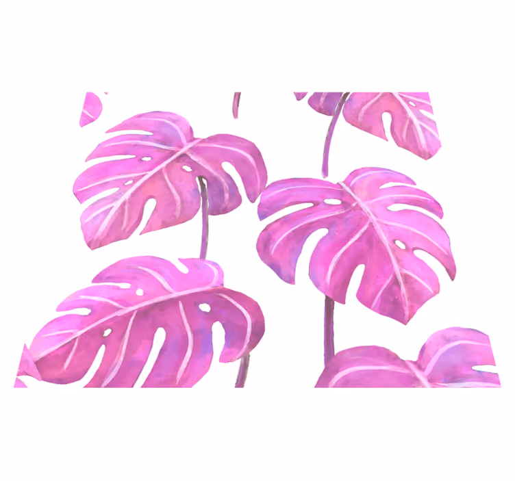 Vinyl teppich natur mit pinker monstera-malerei - TenStickers