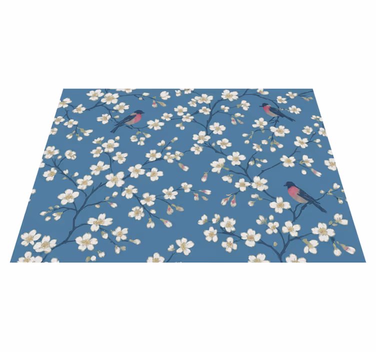 Vinyl teppich natur blaue obstgarten vögel - TenStickers