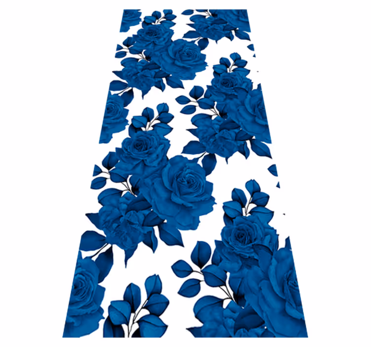 Vinyl teppich natur mit blauen blumen "new nostalgia" - TenStickers