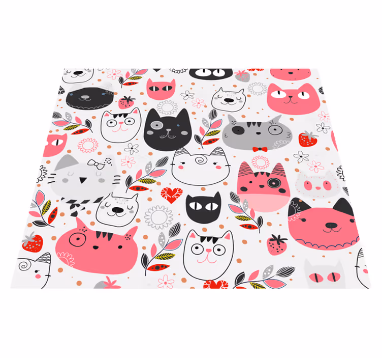 Vinyl teppich tiere mit illustrierten katzen - TenStickers