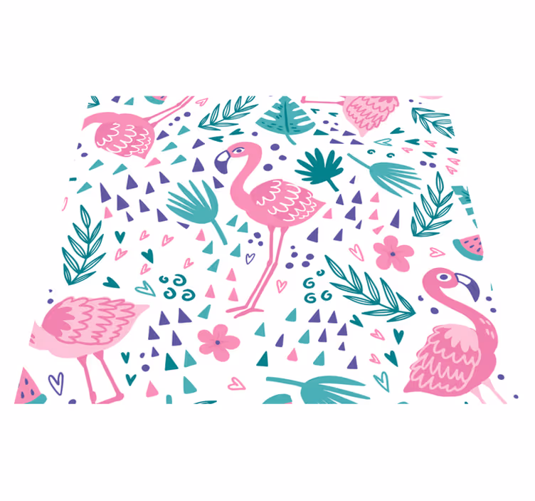 Vinyl teppich tiere mit flamingomuster - TenStickers
