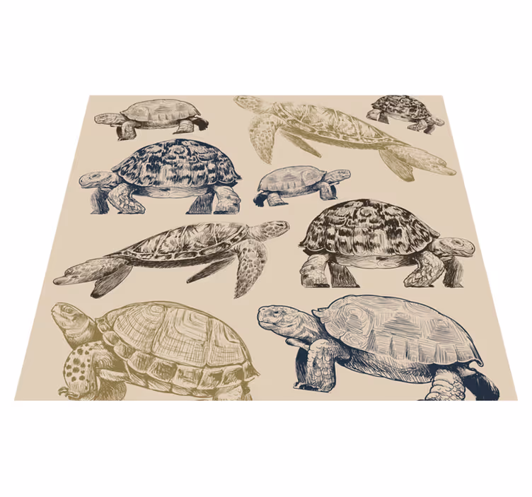 Vinyl teppich tiere schildkröten beige hintergrund - TenStickers